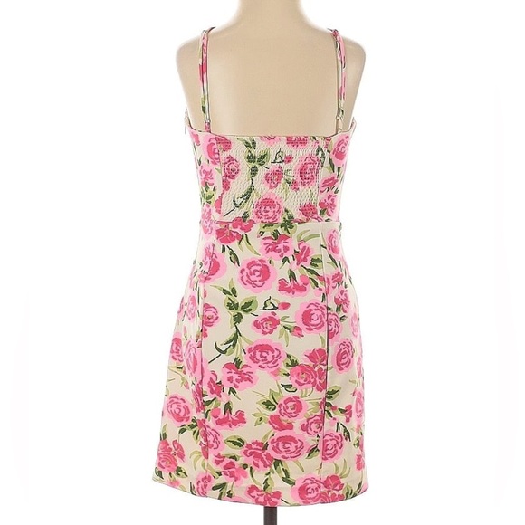 Zara XS Rose Floral Print Mini Dress Smocked Back Spring Easter Wedding Party - Picture 14 of 14
